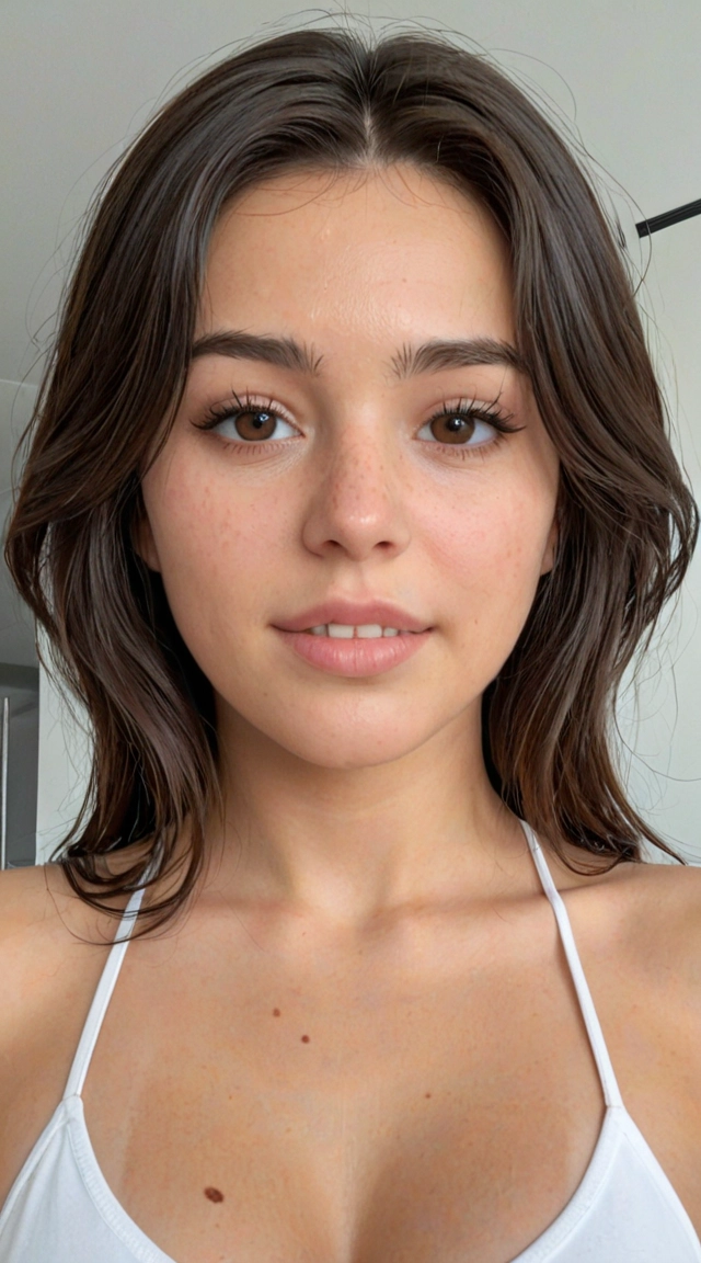woman with small tits, tan lines, black hair, of arab descent