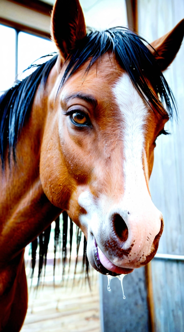 A woman is getting fucked by a horse
