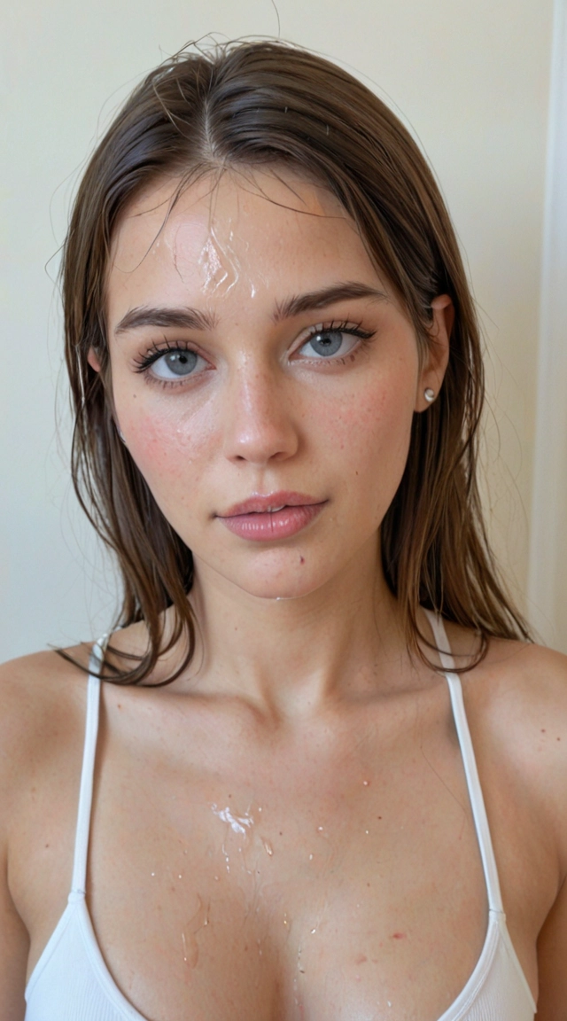 A women is getting cum on her face