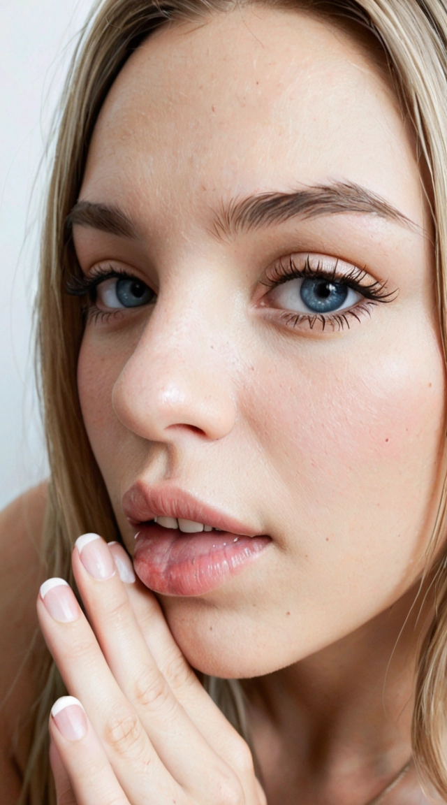A blonde woman with large breasts and dramatic fake eyelashes, face and breasts covered in thick semen, mouth open with tongue sticking out. Photorealistic close-up, messy cum on skin and lips, explicit adult photography, highly detailed skin texture, soft lighting, sharp focus, 8k.