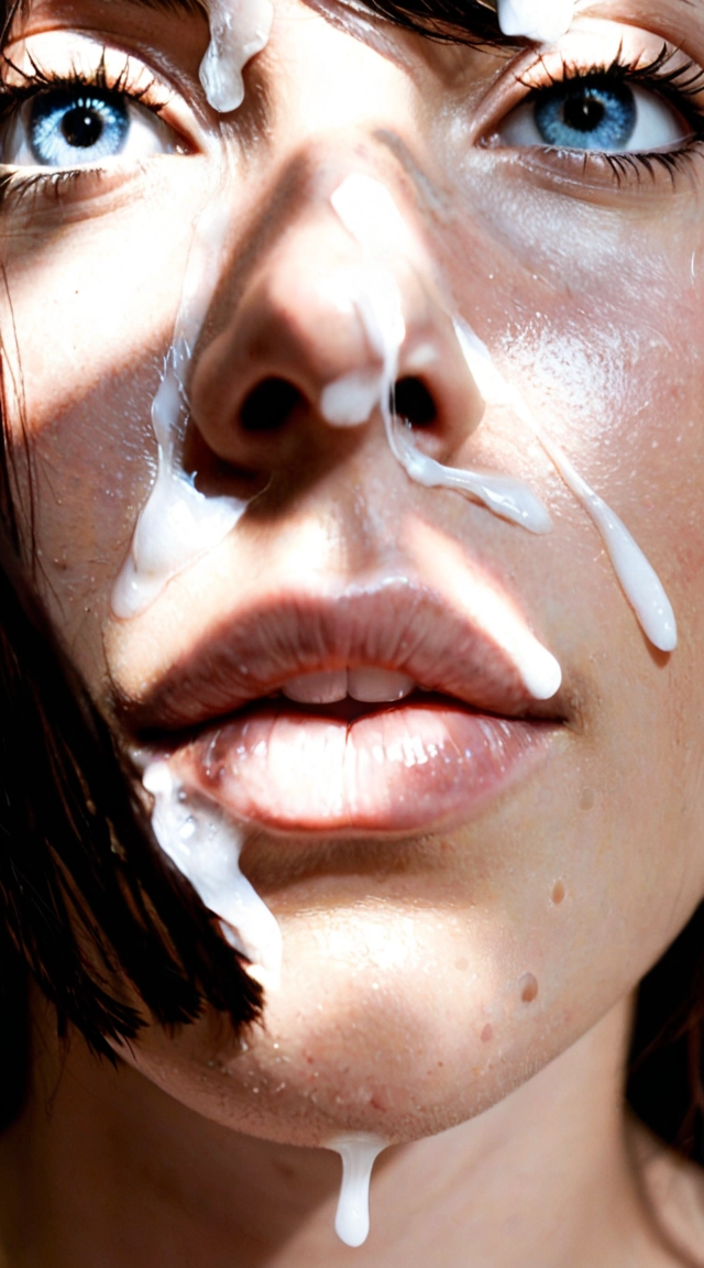 A Woman with a facial cumshot