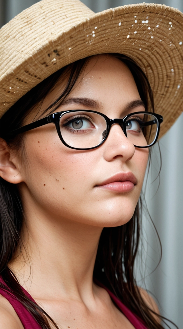 Photorealism, realistic human anatomy, 3D render, anime, manga, tiny nose, slim body, symmetrical wide-open eyes, glamorous appearance, detailed skin texture, elaborate clothing, accessories, hat, glasses, extra fingers, malformed hands, duplicated limbs, missing arm, closed mouth, angry expression, horror imagery, dramatic cinematic lighting, busy scenery, text, logo, watermark, blurry lines, muted nude heavy pubes ass toward camera ass she farts